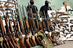 Police display stolen weapons