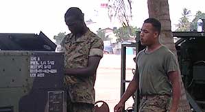 US Marines operate a water cleaning machine for victims of the 2004 tsunami in Sri Lanka
