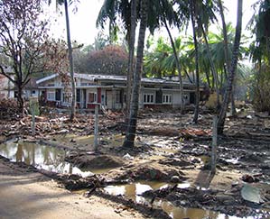 A hotel in Sri Lanka damaged by the 2004 tsunami