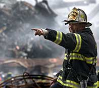 Fire fighter during the 9-11 attack on the World Trade Center in New York in 2001